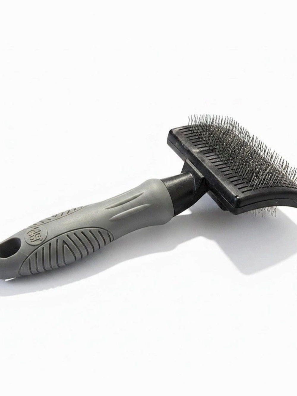 Play On! Dog Slicker Brush with Memory Gel Grip Black & Gray